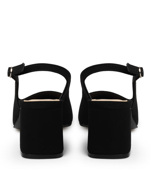 Zapatilla Negra Tacón Ancho Slingback 3607